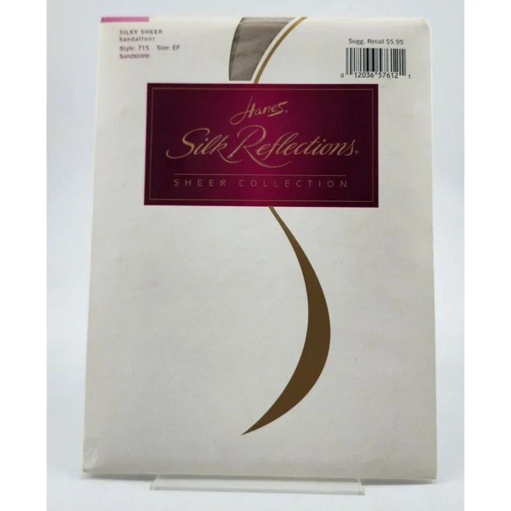 x2 Hanes Silk Reflection Silky Sheer Sandalfoot Pantyhose Style 715 Sandstone EF